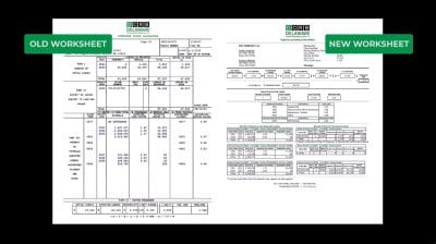 Comparison of old and new DCRB Delaware audit worksheets.